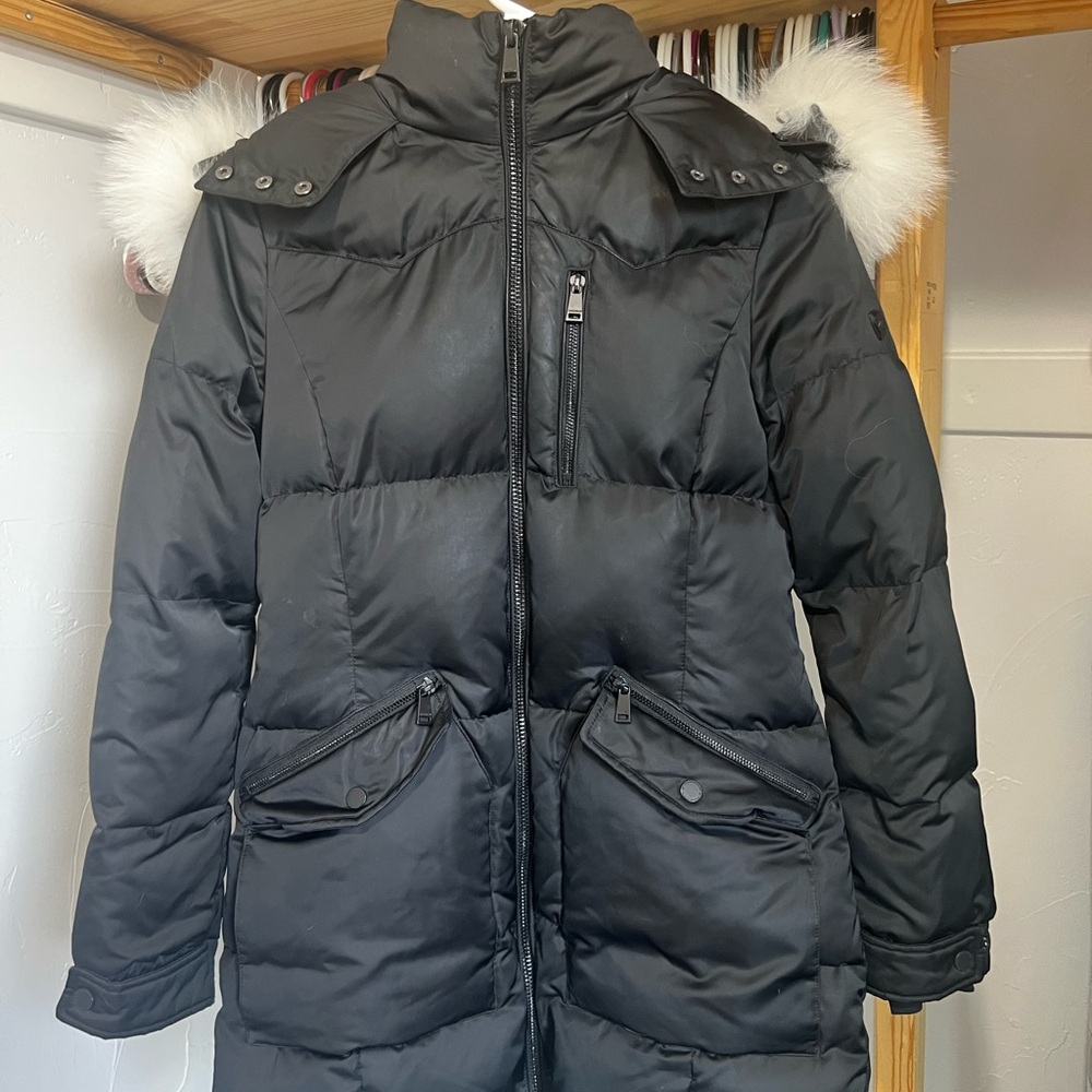 1 Madison Luxe Outerwear Fur Trimmed Coat